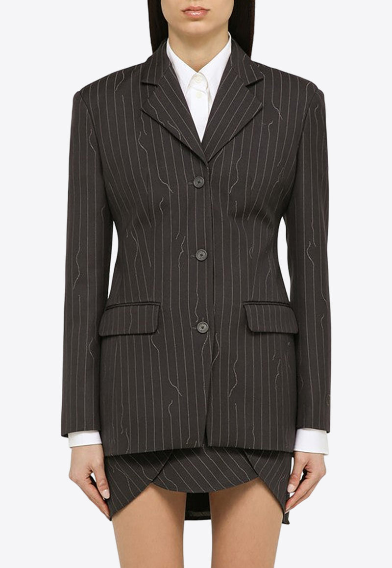 Off-White Single-Breasted Pinstripe Blazer Gray OWEF123S24FAB003/O_OFFW-0707