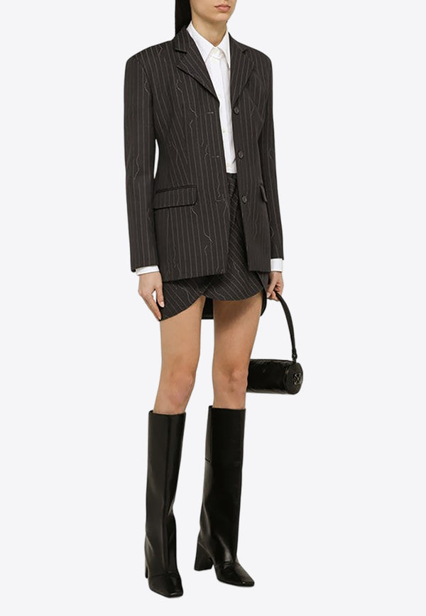 Off-White Single-Breasted Pinstripe Blazer Gray OWEF123S24FAB003/O_OFFW-0707