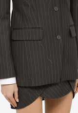 Off-White Single-Breasted Pinstripe Blazer Gray OWEF123S24FAB003/O_OFFW-0707