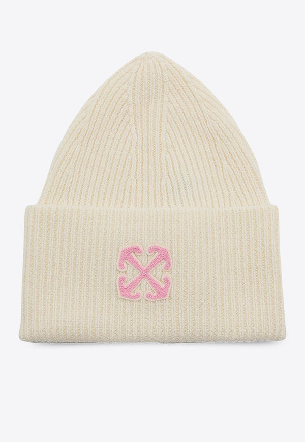 Off-White Arrow Embroidered Wool Beanie White OWLC018F24KNI003/P_OFFW-0B3B