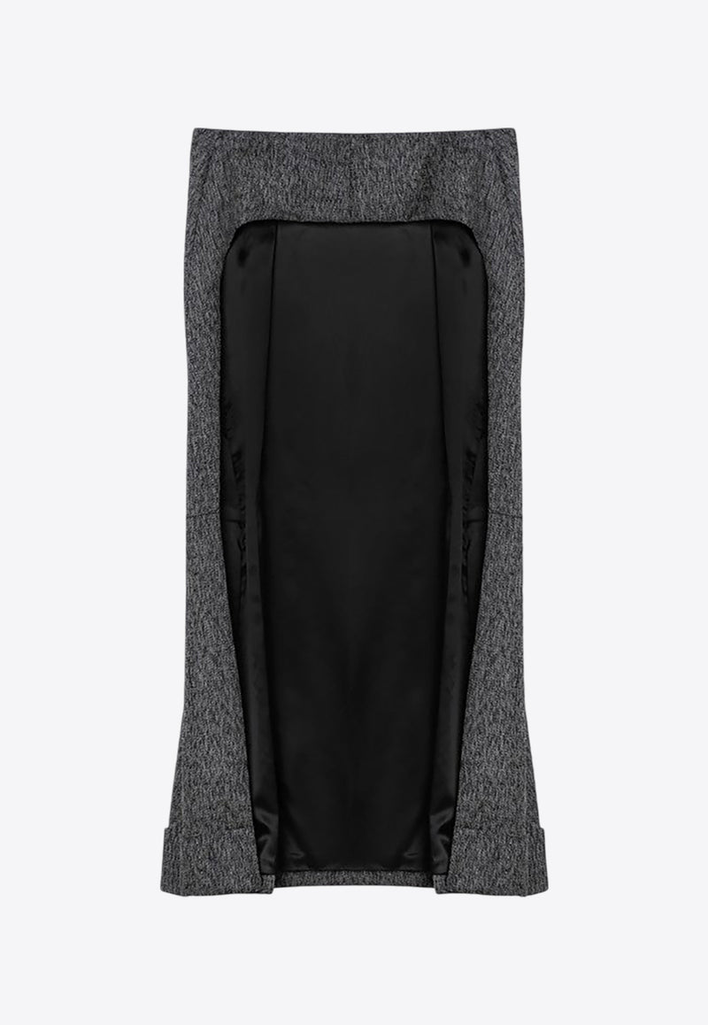 Prada Mouliné Wool Midi Skirt Gray P114YOOO15K8/P_PRADA-F0002