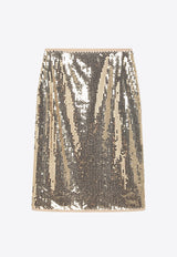 Prada Sequin-Embellished Midi Skirt Gold P120WROOO16NQ/Q_PRADA-F0056