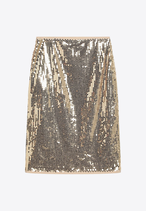 Prada Sequin-Embellished Midi Skirt Gold P120WROOO16NQ/Q_PRADA-F0056