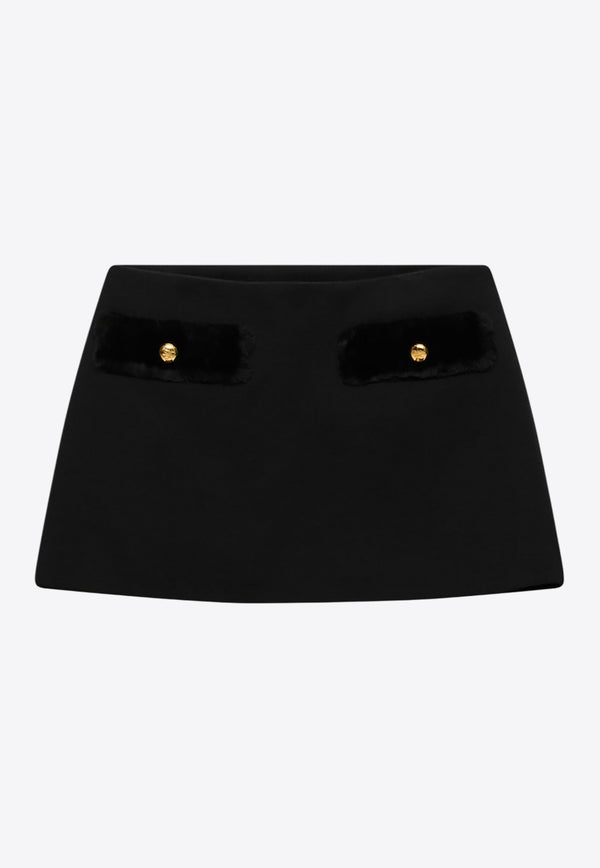 Prada Faux Fur-Trimmed Mini Skirt Black P160YPOOO155H/Q_PRADA-F0002