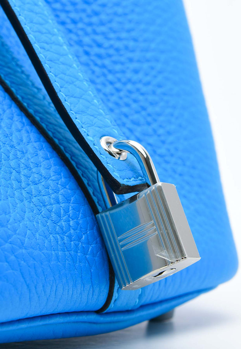 Hermès Picotin 18 Eclat in Bleu Hydra and Bleu Brume Clemence with Palladium Hardware P18ECBHBBCPHW