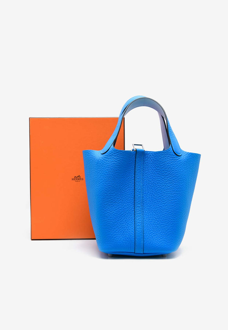 Hermès Picotin 18 Eclat in Bleu Hydra and Bleu Brume Clemence with Palladium Hardware P18ECBHBBCPHW