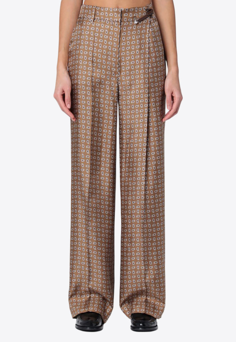 Prada Tailored Paisley Print Silk Pants Brown P238IOOO15GG/Q_PRADA-F0594