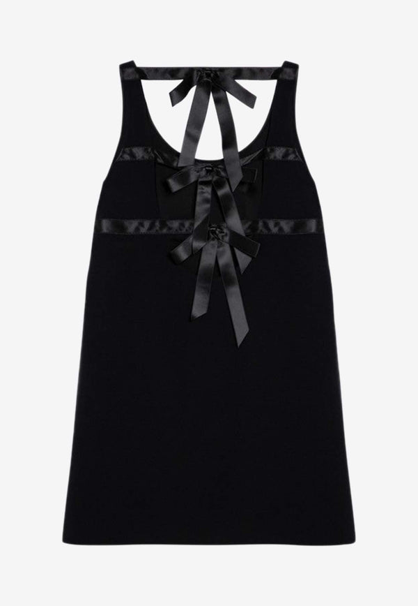 Prada Velvet Mini Dress with Satin Bows Black P3O02ROOO152D/P_PRADA-F0002