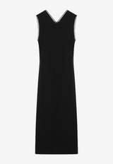 Prada Lace-Trimmed Interlock Midi Crepe Dress Black P3O44OOO1557/Q_PRADA-F0002