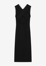 Prada Lace-Trimmed Interlock Midi Crepe Dress Black P3O44OOO1557/Q_PRADA-F0002