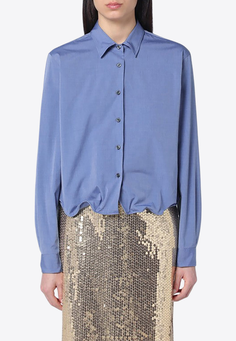 Prada Logo Embroidered Buttoned Shirt Blue P410IOOO15CO/Q_PRADA-F0216