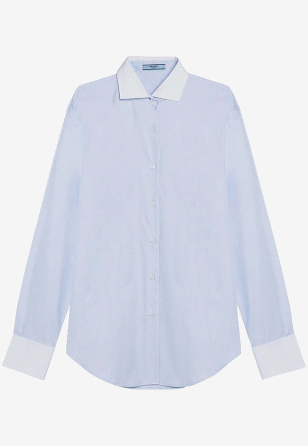 Prada Long-Sleeved Buttoned Shirt Light Blue P452HROOO15SE/P_PRADA-F0012