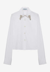 Prada Embellished Poplin Shirt White P472HROOO155W/Q_PRADA-F0009