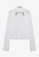 Prada Embellished Poplin Shirt White P472HROOO155W/Q_PRADA-F0009