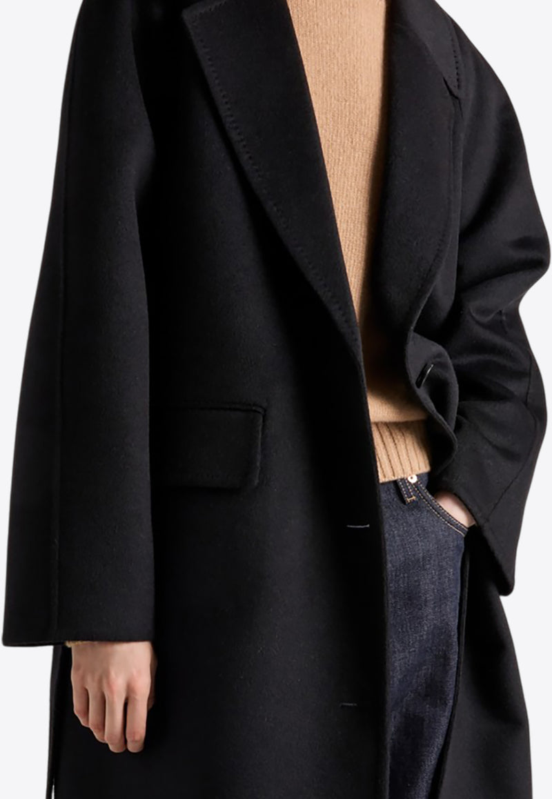 Prada Single-Breasted Belted Long Coat Black P689RHOOO13FY/Q_PRADA-F0002