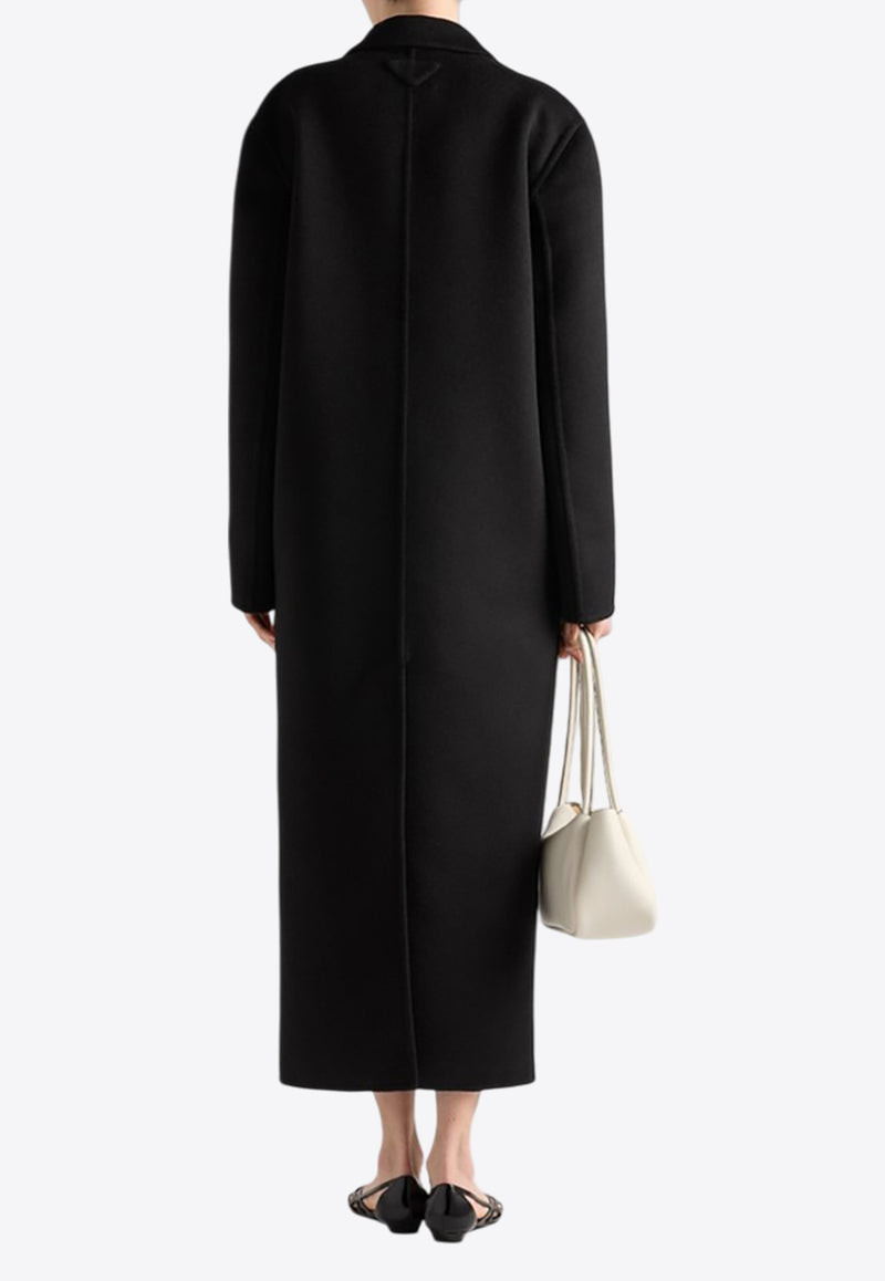 Prada Single-Breasted Long Cashgora Coat Black P698ROOO13FY/Q_PRADA-F0002