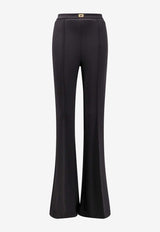 Elisabetta Franchi Flared Pants with Metal Monogram  Black PA07951E2_110