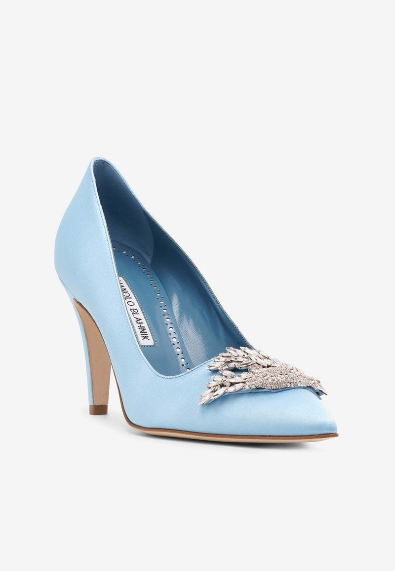 Palos 90 Satin Pumps Manolo Blahnik PALOS 90 BLUE 4535 2681-0003