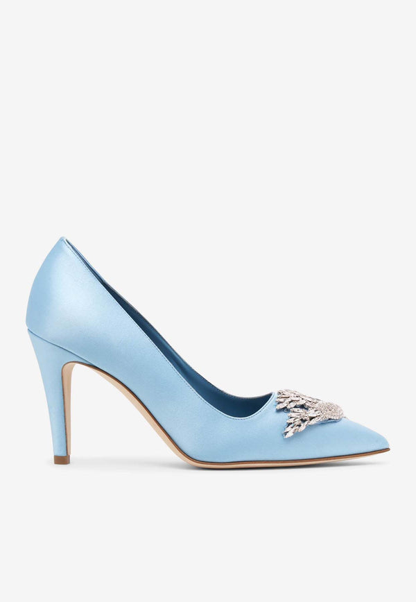 Palos 90 Satin Pumps Manolo Blahnik PALOS 90 BLUE 4535 2681-0003