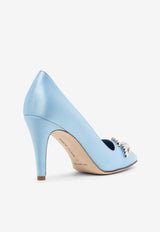 Palos 90 Satin Pumps Manolo Blahnik PALOS 90 BLUE 4535 2681-0003