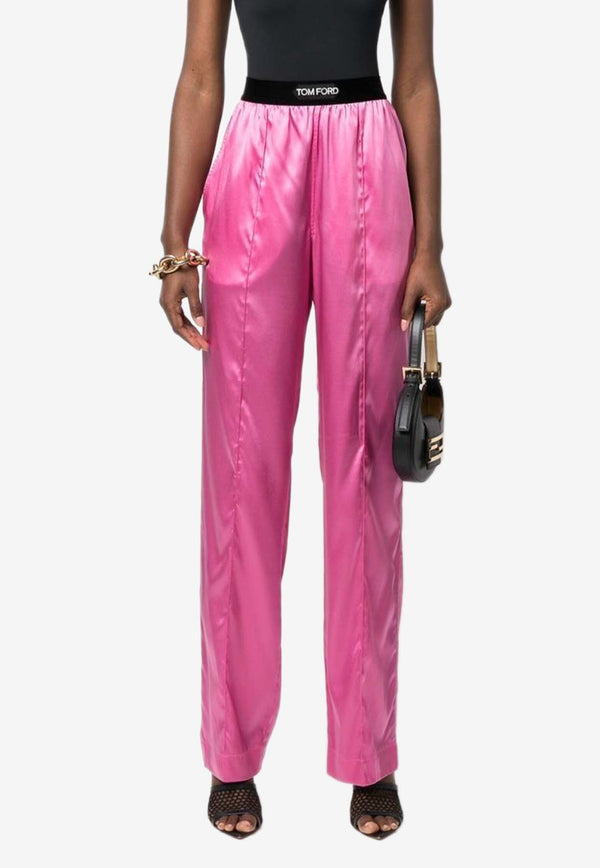 Tom Ford Logo Waistband Straight-Leg Pants Rose PAW397-FAX881 DP152