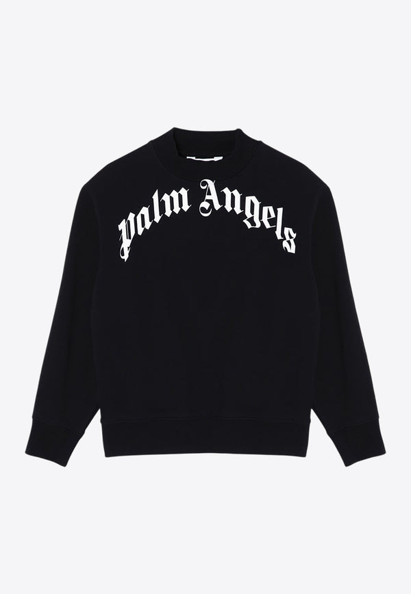 Palm Angels Kids Boys Curve Logo Sweatshirt Black PBBA012C99-AFLE001/P_PALMA-1001