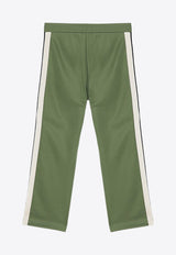 Palm Angels Kids Boys Logo Print Track Pants Green PBCJ002C99-AFAB003/P_PALMA-5603