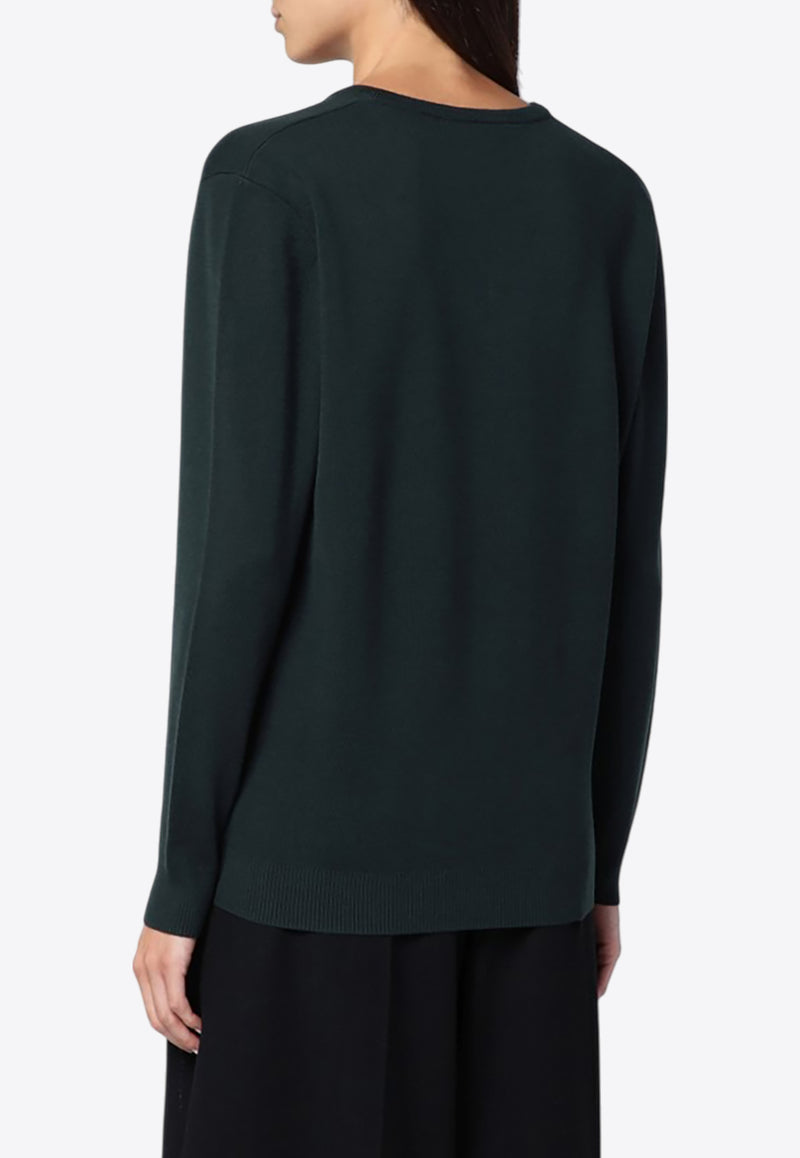 Max Mara Pevera V-neck Wool Sweater Green PEVERAWO/P_MAXM-004