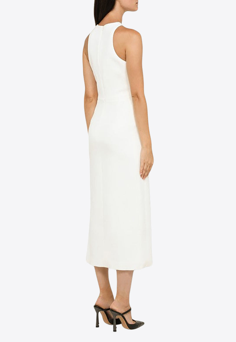 David Koma Asymmetrical Midi Dress with Big Crystal Buckle White PF23DK24DPL/N_DAVID-WS