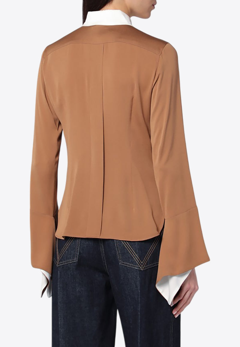 Max Mara Pio Silk Buttoned Shirt Camel PIOCO/Q_MAXM-003