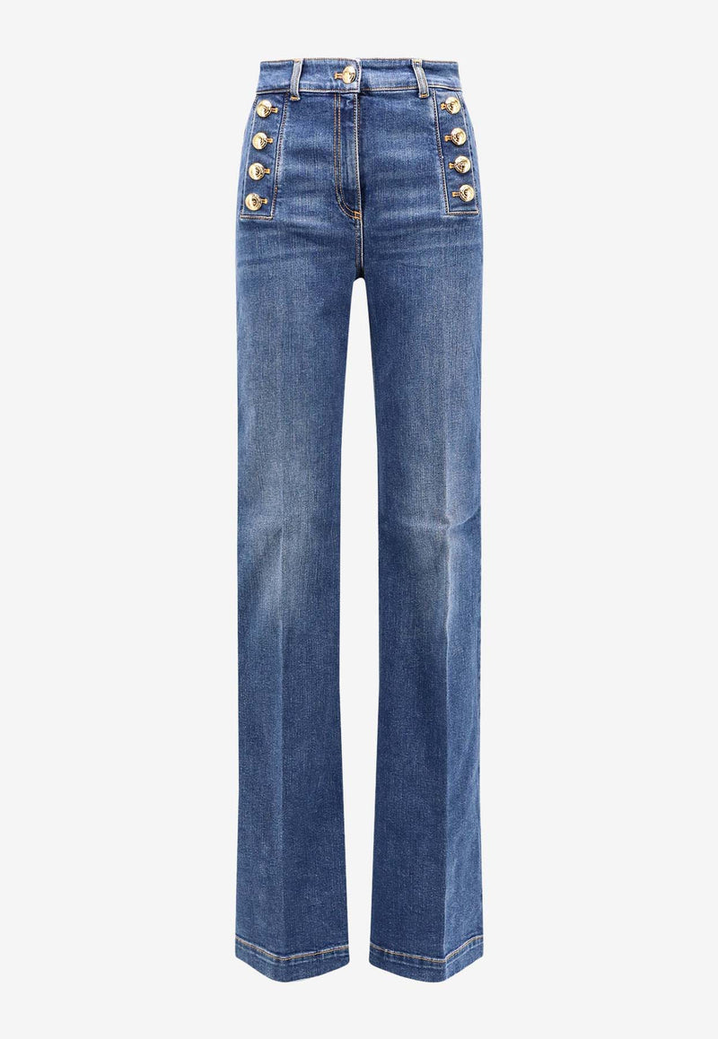 Elisabetta Franchi Flared High-Rise Jeans Blue PJ83D51E2_139