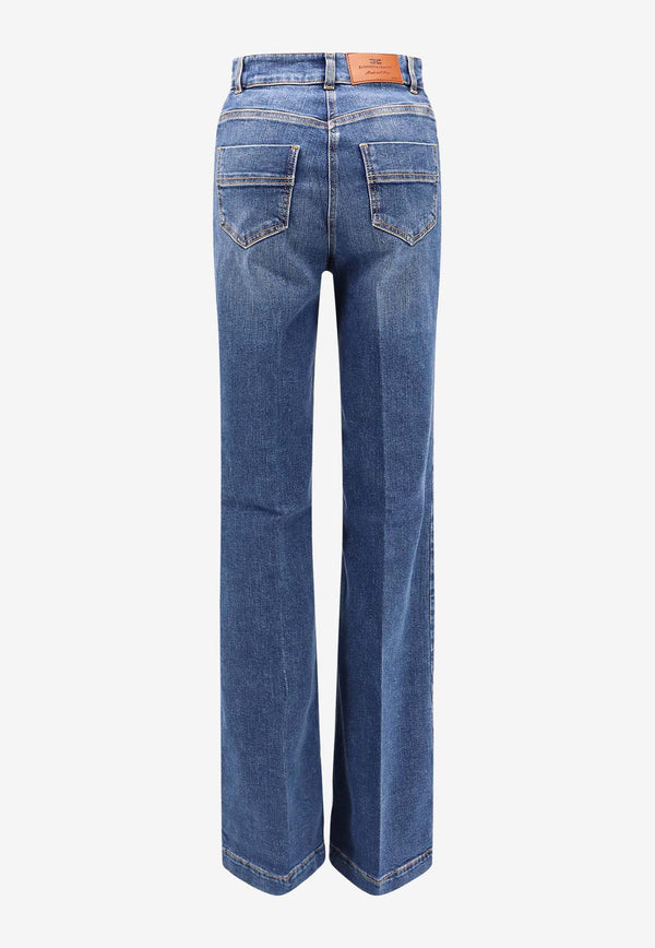 Elisabetta Franchi Flared High-Rise Jeans Blue PJ83D51E2_139