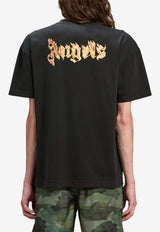 Palm Angels Burning Logo Print T-shirt Black PMAA001F24JER0091076BLACK