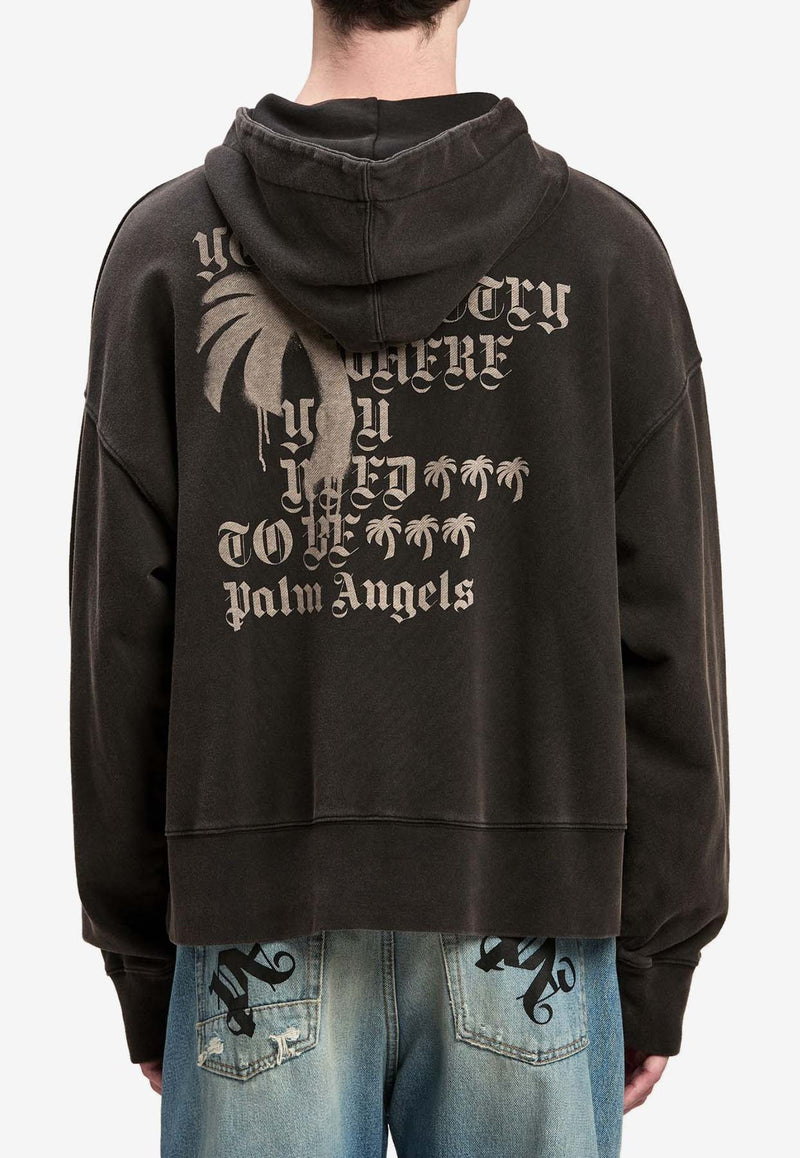 Palm Angels Statement Monogram Print Hooded Sweatshirt Black PMBB058F24FLE0021009BLACK