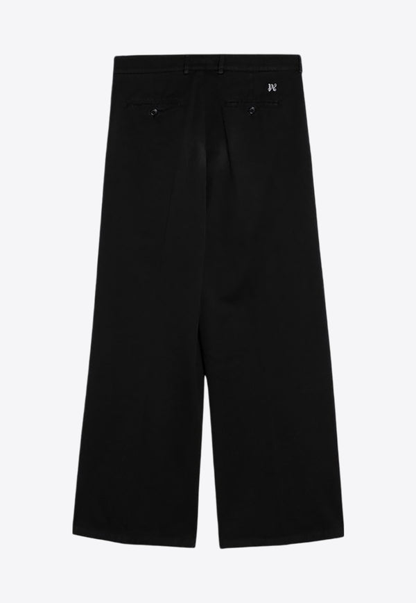 Palm Angels Monogram Straight Pants Black PMCA166F24FAB001/P_PALMA-1001