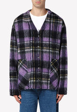 Palm Angels Plaid Check Wool Cardigan Purple PMES030F24FAB001/P_PALMA-3503