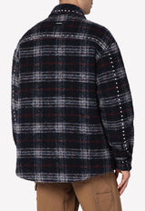 Palm Angels Plaid Check Studded Wool Overshirt Blue PMES033F24FAB002/P_PALMA-4610