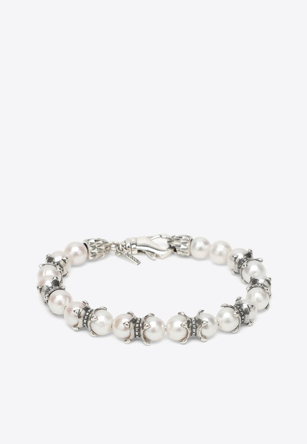 Emanuele Bicocchi Pearl-Embellished Bracelet PRB1MET/N_EMANU-SW Silver