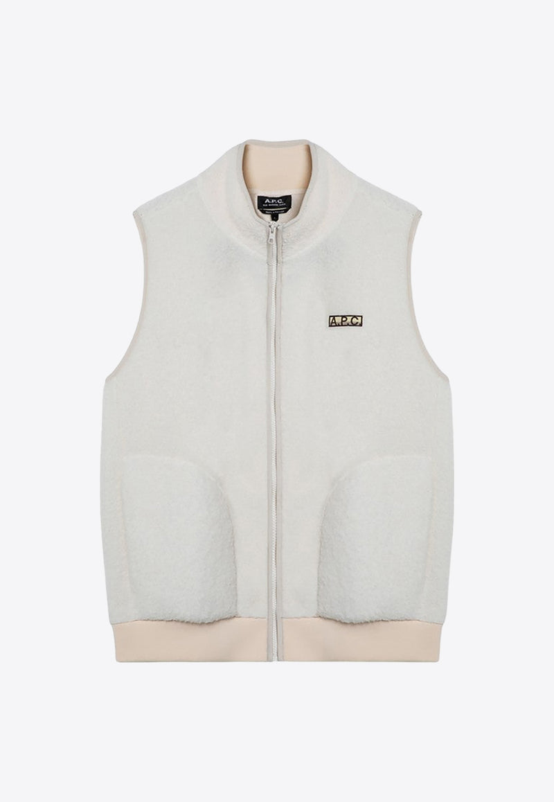 A.P.C. Fleece Zipped Logo Patch Vest White PSAKA-M02983PL/P_APC-AAC