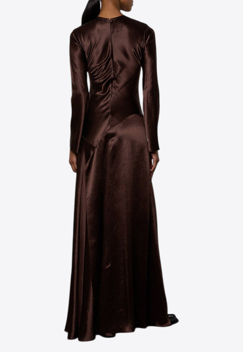 Abadia Yara Scarf Maxi Dress PSS24023BRBROWN