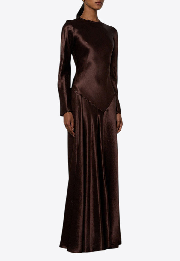 Abadia Yara Scarf Maxi Dress PSS24023BRBROWN