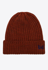 Needles Logo Embroidered Wool Beanie Rust PU063WO/P_NEEDL-OR