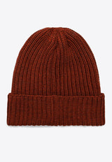 Needles Logo Embroidered Wool Beanie Rust PU063WO/P_NEEDL-OR