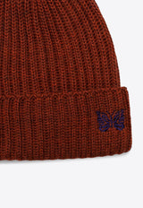 Needles Logo Embroidered Wool Beanie Rust PU063WO/P_NEEDL-OR