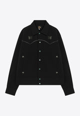 Needles Logo Embroidered Cowboy Jacket Black PU208PL/P_NEEDL-BLK