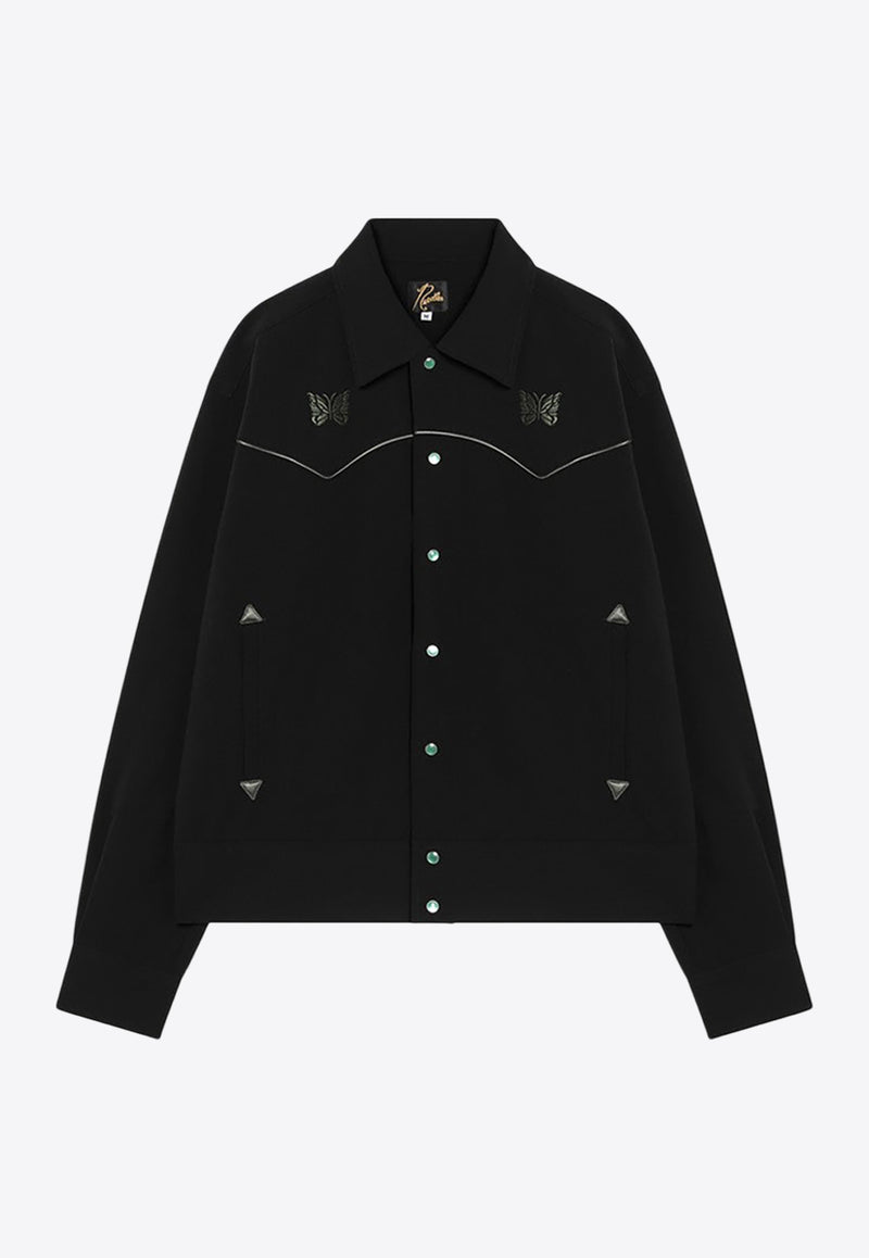 Needles Logo Embroidered Cowboy Jacket Black PU208PL/P_NEEDL-BLK