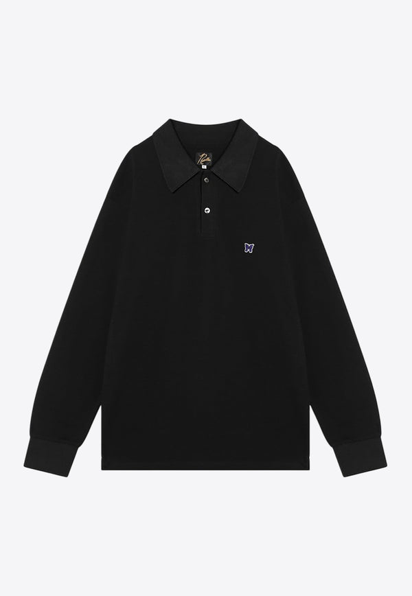 Needles Logo Patch Long-Sleeved Polo T-shirt Black PU296CO/P_NEEDL-BLK