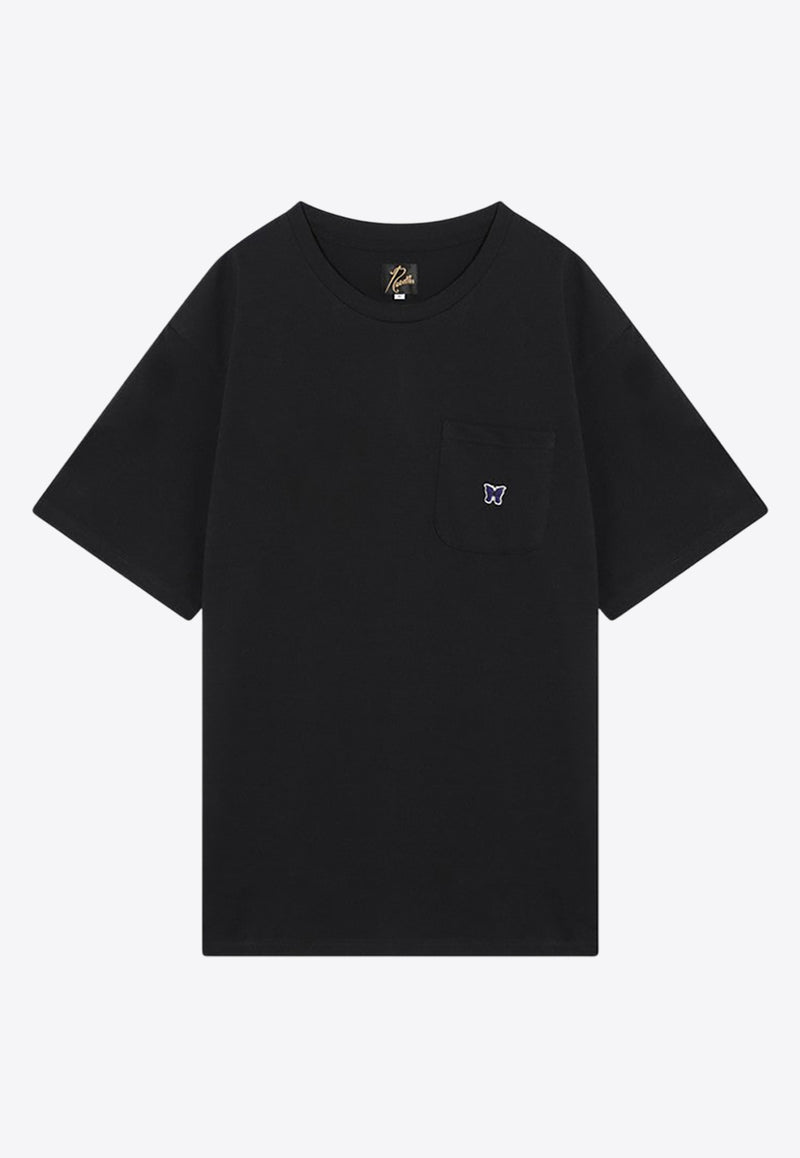 Needles Logo Embroidered Crewneck T-shirt Black PU308PL/P_NEEDL-BLK