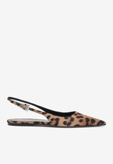 Paris Texas Jessica Leopard Print Slingback Flats Brown PX1518XSALP/Q_PATEX-NL