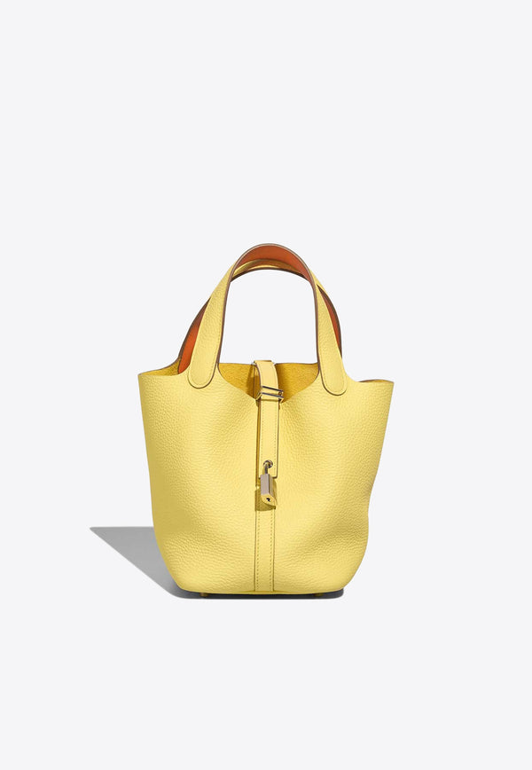 Hermès Picotin 18 in Limoncello and Orange Clemence Leather with Palladium Hardware